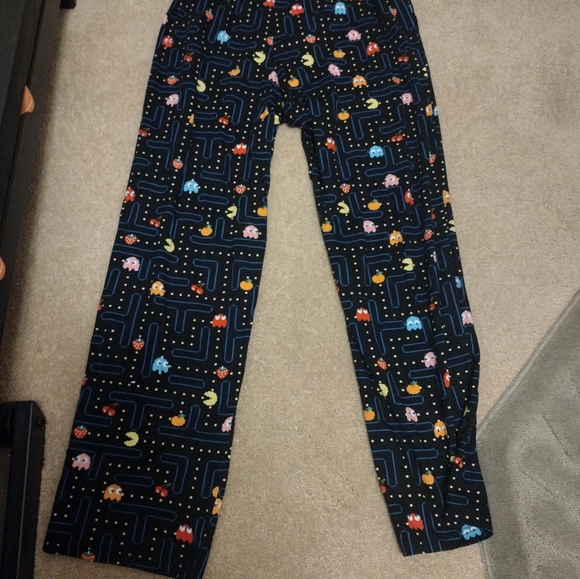 Pac Man Pants Mens Medium Black Elastic Waist Drawstring Sleepwear Pajama NWT - Picture 4 of 6